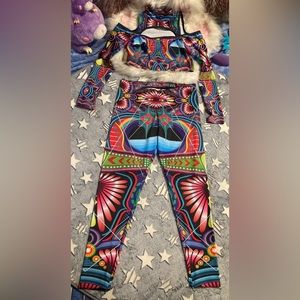Psychedelic leggings and crop top set
